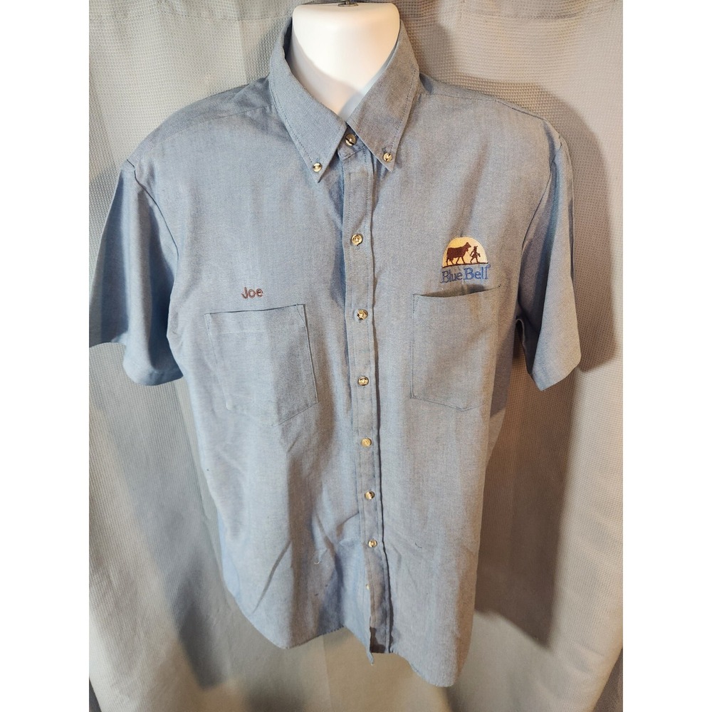 Vintage Blue Bell Ice Cream Riverside USA Uniform Men's Shirt Sz XXL 2XL White‎